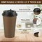 100 Pack 16 oz Disposable Paper Coffee Cups with Lids for Coffee, Water, Juice, or Tea, Brown Hot Paper Cups for Home, Restaurant, Store, and Cafe